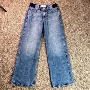 Hollister Jeans Womens 4R Blue High-Rise Baggy Wide Leg Elastic Waist Denim